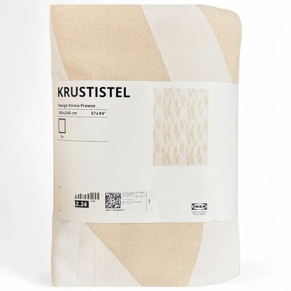 IKEA KRUSTISTEL White & Light Beige Patterned Tablecloth 57x94 